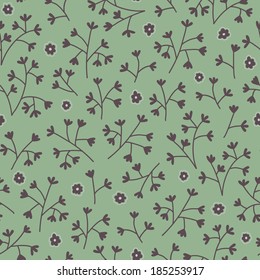 Seamless floral pattern with small flowers. Endless green background. Use for wallpaper, print, pattern fills, web page background.