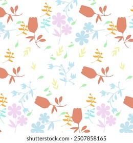 Seamless floral pattern. Small flowers scattered over a white background. This pattern design for printing