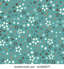 Seamless floral pattern with small flowers in chocolate palette