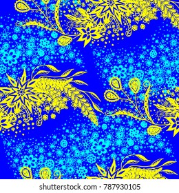 Seamless Floral Pattern with Small Freehand Flowers in Zentangle Style. Hand Drawn Doodle Rapport. Seamless Background for Print, Calico, Fabric, Linen. Vector Texture with Delicate Blossoms