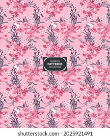 Patrón floral sin foco flores rosadas pequeñas Diseño vectorial
