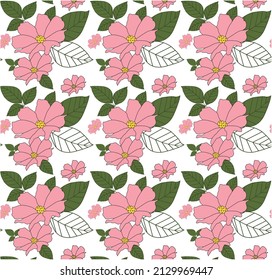 Patrón floral sin foco, florido con flores rosadas pequeñas, sobre fondo blanco. Patrón botánico para impresión brillante.ilustración vectorial. ropa de tela usada, papel pintado.