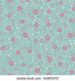 Seamless floral pattern with small summer colored flowers