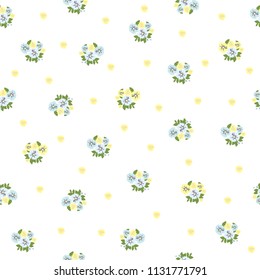 Seamless floral pattern with small-scale flowers on white background. Shabby chic. Country Millefleurs liberty style. light floral texture for for clothes, interior, tiles, print, textiles, packaging.
