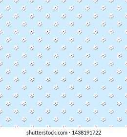 Seamless floral pattern. Soft blue baby background with little white flowers. Cute print with plants