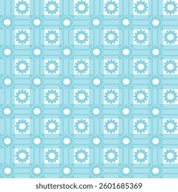 A seamless floral pattern with a soft blue tone, featuring delicate white flowers and geometric elements for a stylish and modern look.