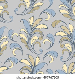 Seamless floral pattern. Soft blue, linens and home decorations.