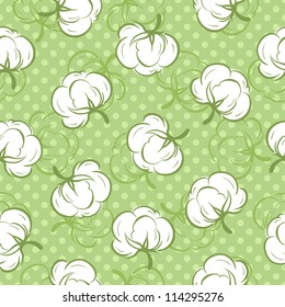 Seamless floral pattern with soft cotton buds