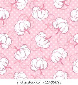 Seamless floral pattern with soft cotton buds