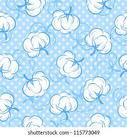 Seamless floral pattern with soft cotton buds