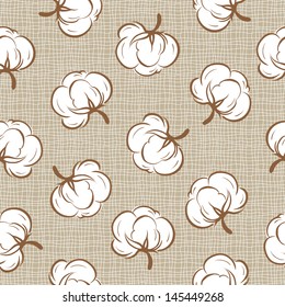 Seamless floral pattern with soft cotton buds