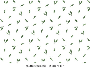 Seamless floral pattern with soft Green Leaves and delicate Hand-Drawn Branches. Elegant botanical ornament for textile, wallpaper, wrapping. Flat minimal vector illustration.