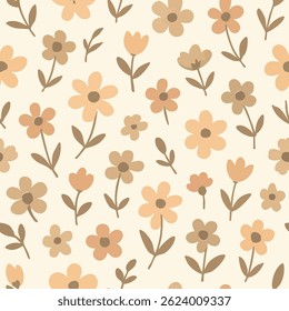 A seamless floral pattern in soft minimal tones, perfect for packaging, textiles, and lifestyle products.