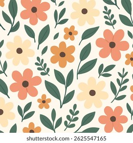 A seamless floral pattern in soft tones, perfect for modern, elegant, and nature-inspired surface designs.
