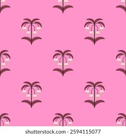 Seamless floral pattern. Spring botanical design with flower branches. Repeating print, endless nature background with wildflowers for textile, fabric, wallpaper, wrapping. Flat vector illustration