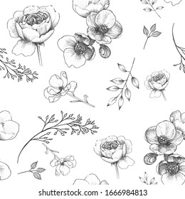 Seamless floral pattern with spring flowers.
