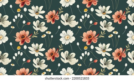 seamless floral pattern with spring flowers, vector illustration of a lovely floral background in sweet colors