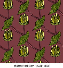 Seamless floral pattern of spring flowers vector illustration. For continuous replication. 