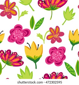 Seamless floral pattern. Spring summer flowers, compositions with bright colors.