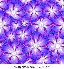 Seamless floral pattern. Spring and summer blue fresh tulips