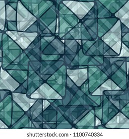 Seamless floral pattern. Squares and triangles arranged in random order. Network of rhombuses.