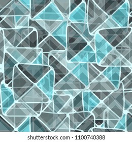 Seamless floral pattern. Squares and triangles arranged in random order. Network of rhombuses.