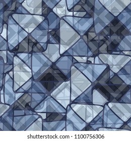Seamless floral pattern. Squares and triangles arranged in random order. Network of rhombuses.