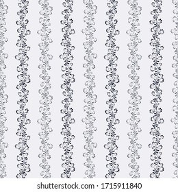 Seamless floral pattern. Striped cute print for textiles and paper in black and white. Vector illustration.