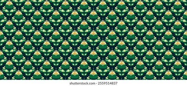 Seamless floral pattern. Floral style with green color suitable for background, wall sticker, fabric motif, clothing motif and other designs.