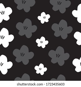 Seamless floral pattern. Stylish repeating texture. Repeating vector texture with leaves. Monochrome. Scandanvian.