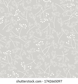 Seamless floral pattern. Stylish repeating texture. Repeating texture with leaves on gray background.