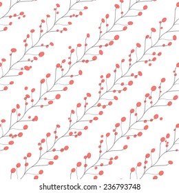 seamless floral pattern with stylized berries
