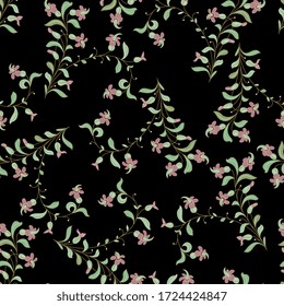 Seamless floral pattern with stylized branches. Folk style.