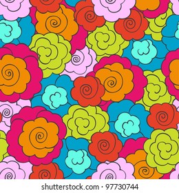 Seamless floral pattern with stylized bright flower