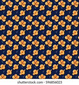 Seamless floral pattern. Stylized California poppy in dark blue. Hand drawn
vector illustration