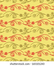 Seamless floral pattern with stylized dandelions