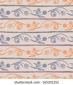 Seamless floral pattern with stylized dandelions