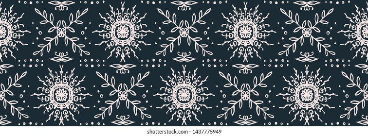 Seamless floral pattern. Stylized doodle flowers. Spanish ethnic embroidery. Folk ornament. Solar sign. Mediterranean print. Indian Oriental or Turkish textiles. Boho wallpaper. Hipster art.