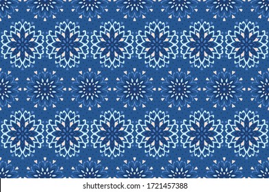 Seamless floral pattern. Stylized doodle flowers. Spanish ethnic embroidery. Folk ornament. Solar sign. Mediterranean print. Indian Oriental or Turkish textiles. Boho wallpaper. Hipster art.