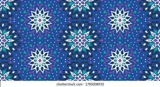 Patrón floral sin foco. Flores de doodle estilizadas. bordado étnico español. Ornamento popular. Señal solar. Impresión mediterránea. Tejidos indios orientales o turcos. Papel de la pared de Boho. Arte hipster.