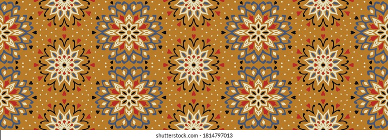 Patrón floral sin foco. Flores de doodle estilizadas. bordado étnico español. Ornamento popular. Señal solar. Impresión mediterránea. Tejidos indios orientales o turcos. Papel de la pared de Boho. Arte hipster.