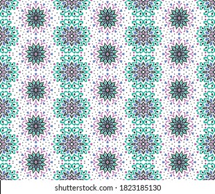 Patrón floral sin foco. Flores de doodle estilizadas. bordado étnico español. Ornamento popular. Señal solar. Impresión mediterránea. Tejidos indios orientales o turcos. Papel de la pared de Boho. Arte hipster.