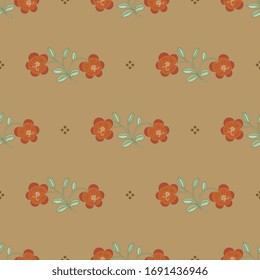 Seamless floral pattern with stylized flower branches. Folk style.