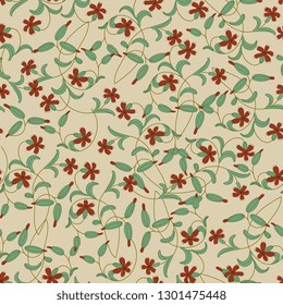 Seamless floral pattern with stylized flowers. Vintage folk style.