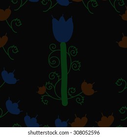 Seamless  floral pattern, stylized flowers, branches, spots, doodles,spirals,Ukrainian folklore . Hand drawn.