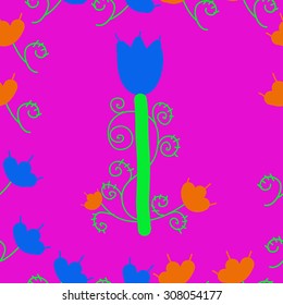 Seamless  floral pattern, stylized flowers, branches, spots, doodles,spirals,Ukrainian folklore . Hand drawn.