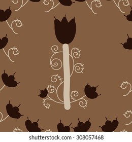 Seamless  floral pattern, stylized flowers, branches, spots, doodles,spirals,Ukrainian folklore . Hand drawn.