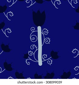 Seamless  floral pattern, stylized flowers, branches, spots, doodles,spirals,Ukrainian folklore . Hand drawn.