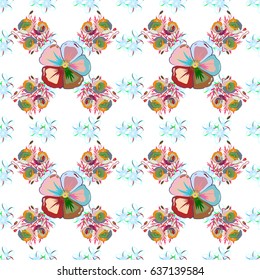 Seamless floral pattern with stylized flowers in green and pink colors. Vector illustration.