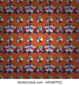 Seamless floral pattern with stylized flowers in gray, violet and green colors. Vector illustration.